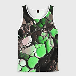 Майка-безрукавка мужская Чёрно-зелёный камень, цвет: 3D-белый