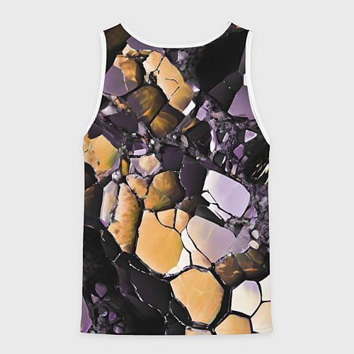 Мужская майка без рукавов Чёрно-жёлтый камень / 3D-Белый – фото 2