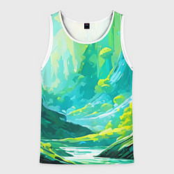 Майка-безрукавка мужская Зелёная кислотная абстракция, цвет: 3D-белый