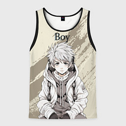 Мужская майка без рукавов Парень в толстовке