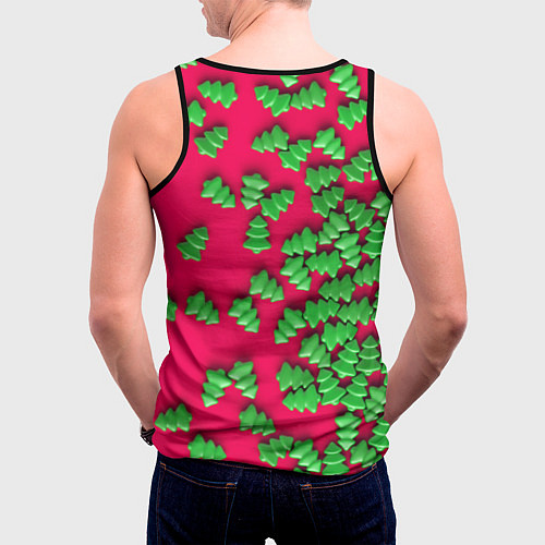 Мужская майка без рукавов Веселые елочки / 3D-Черный – фото 4
