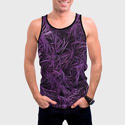 Майка-безрукавка мужская Фиолетовая трава на чёрном фоне, цвет: 3D-черный — фото 2