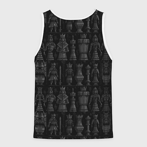 Мужская майка без рукавов Король на фоне шахматных фигур / 3D-Белый – фото 2