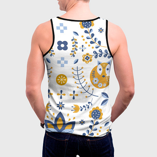 Мужская майка без рукавов Скандинавский узор / 3D-Черный – фото 4