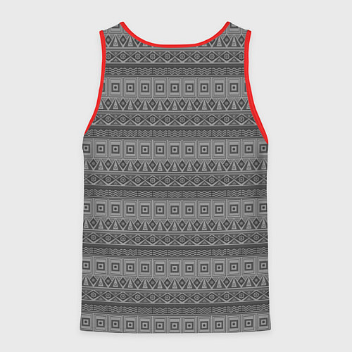 Мужская майка без рукавов Светлый серый геометрический орнамент / 3D-Красный – фото 2