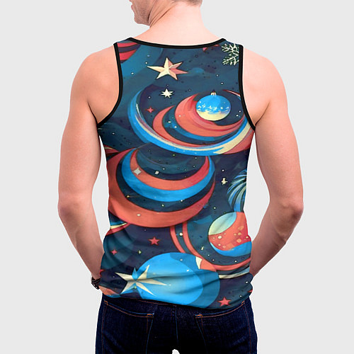 Мужская майка без рукавов Абстракция ёлочных игрушек / 3D-Черный – фото 4