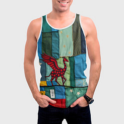 Майка-безрукавка мужская Пэчворк с драконом, цвет: 3D-белый — фото 2
