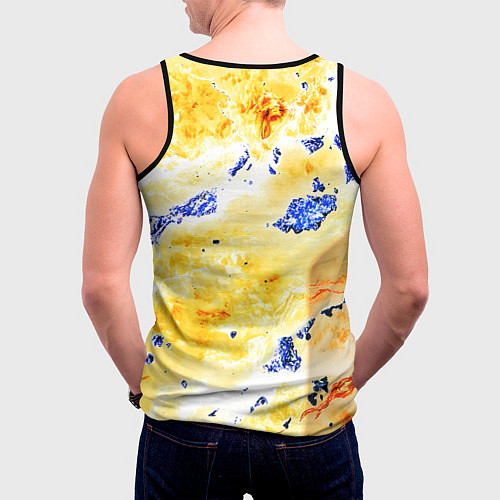Мужская майка без рукавов Сине-золотая абстракция / 3D-Черный – фото 4