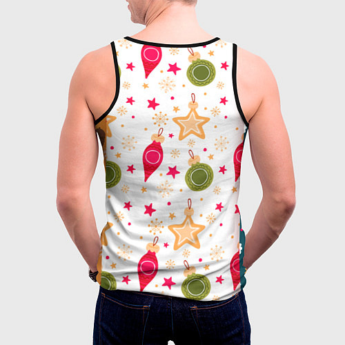 Мужская майка без рукавов Новогодние паттерны комбинация / 3D-Черный – фото 4