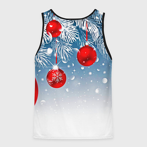 Мужская майка без рукавов Ёлочные ветви с игрушками / 3D-Черный – фото 2