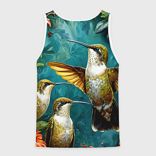 Мужская майка без рукавов Три птички колибри / 3D-Белый – фото 2