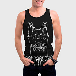 Майка-безрукавка мужская Cannibal Corpse: cat rock, цвет: 3D-черный — фото 2