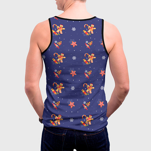 Мужская майка без рукавов Сладости и снег / 3D-Черный – фото 4