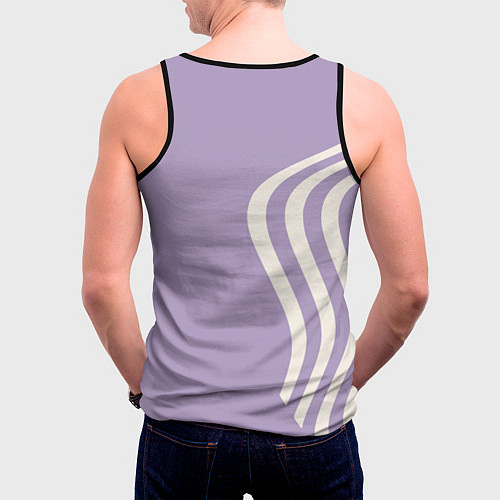 Мужская майка без рукавов Парусник и волны на сиреневом / 3D-Черный – фото 4