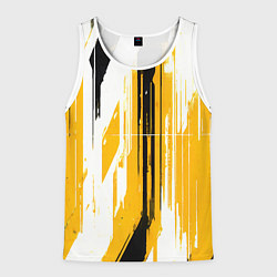 Майка-безрукавка мужская Вертикальные чёрно-белые линии на жёлтом фоне, цвет: 3D-белый