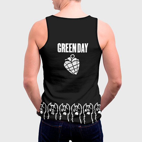 Мужская майка без рукавов Green Day: cat rock / 3D-Черный – фото 4