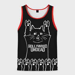Майка-безрукавка мужская Hollywood Undead: cat rock, цвет: 3D-красный
