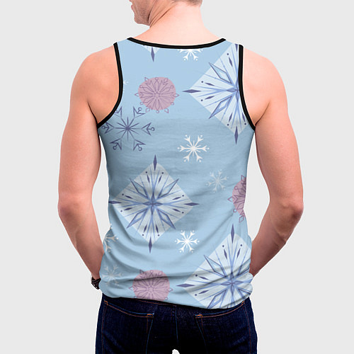 Мужская майка без рукавов Снежинки Эльзы / 3D-Черный – фото 4