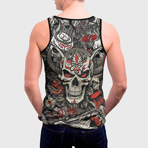 Мужская майка без рукавов Череп в маске Хання / 3D-Черный – фото 4