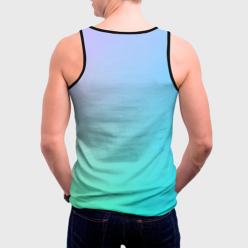 Мужская майка без рукавов Градиент в голубых тонах / 3D-Черный – фото 4