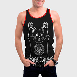 Майка-безрукавка мужская Ramones: cat rock, цвет: 3D-красный — фото 2