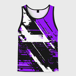 Майка-безрукавка мужская Diagonal black and white stripes on a purple backg, цвет: 3D-черный