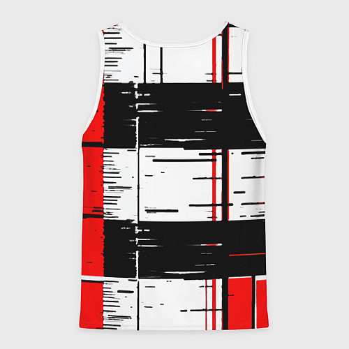 Мужская майка без рукавов Чёрные и красные полосы на белом фоне / 3D-Белый – фото 2