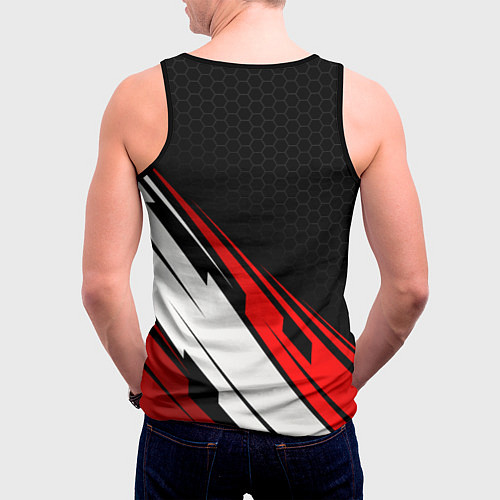 Мужская майка без рукавов Mitsubishi - красная абстракция / 3D-Черный – фото 4