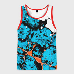 Майка-безрукавка мужская Оранжево-голубая абстракция на белом фоне, цвет: 3D-красный