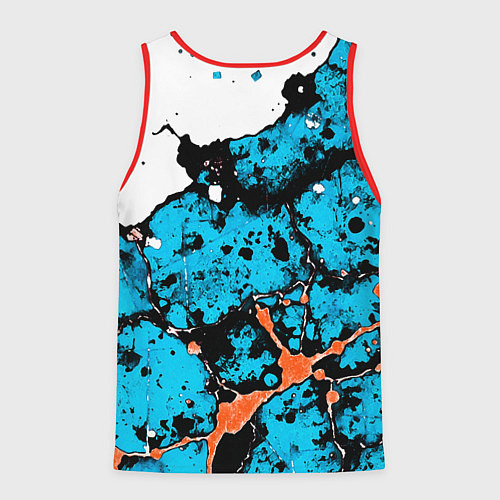 Мужская майка без рукавов Оранжево-голубая абстракция на белом фоне / 3D-Красный – фото 2