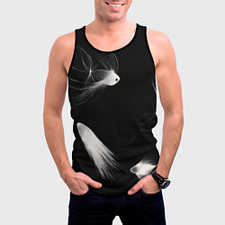 Майка-безрукавка мужская Белые рыбки на черном фоне - нейросеть, цвет: 3D-черный — фото 2