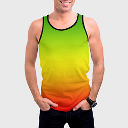 Майка-безрукавка мужская Градиент сочный зелёно-жёлто-красный, цвет: 3D-черный — фото 2