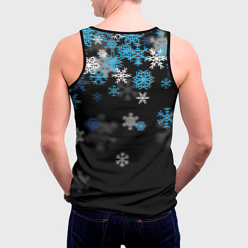 Мужская майка без рукавов Снежинки объемные / 3D-Черный – фото 4