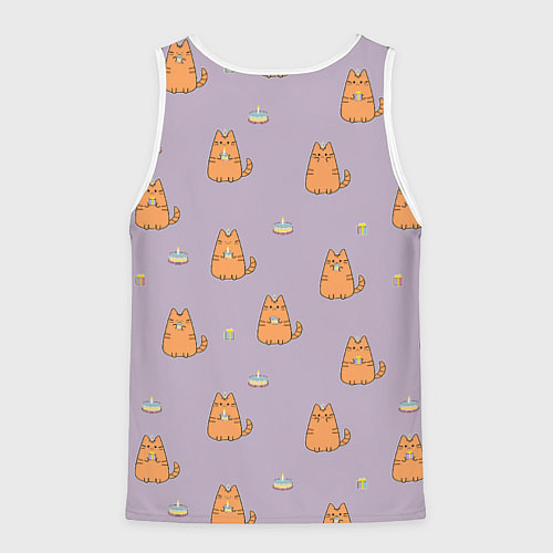 Мужская майка без рукавов Праздничный кот Рыжинс / 3D-Белый – фото 2