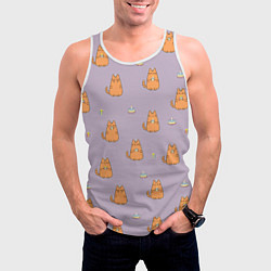 Майка-безрукавка мужская Праздничный кот Рыжинс, цвет: 3D-белый — фото 2