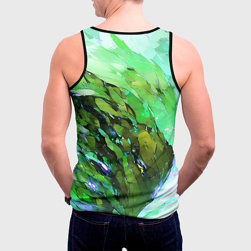 Мужская майка без рукавов Зелёная абстракция / 3D-Черный – фото 4