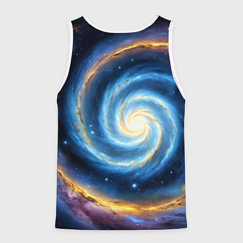 Мужская майка без рукавов Кот на фоне космоса / 3D-Белый – фото 2
