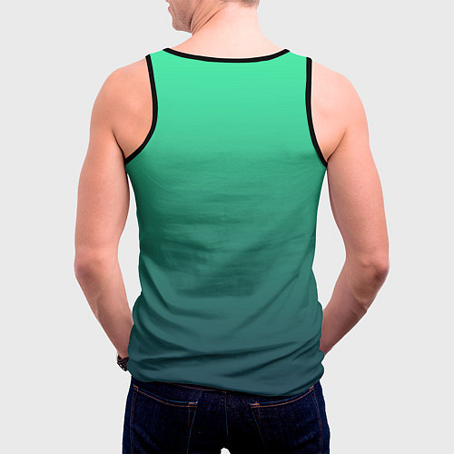 Мужская майка без рукавов Градиент тихоокеанский зелёный / 3D-Черный – фото 4