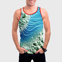 Майка-безрукавка мужская Берег и синие волны, цвет: 3D-красный — фото 2