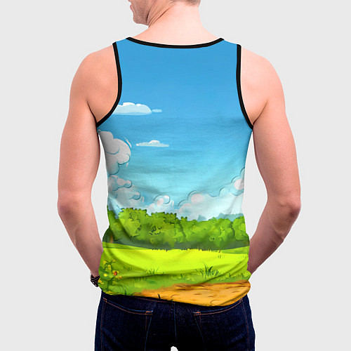 Мужская майка без рукавов Аист в поле / 3D-Черный – фото 4