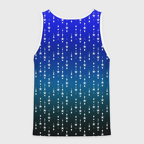 Мужская майка без рукавов Градиент сине-зелёный со звёздочками / 3D-Белый – фото 2
