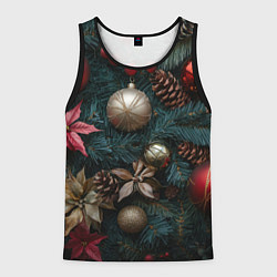 Мужская майка без рукавов Новогодние украшения на елочке