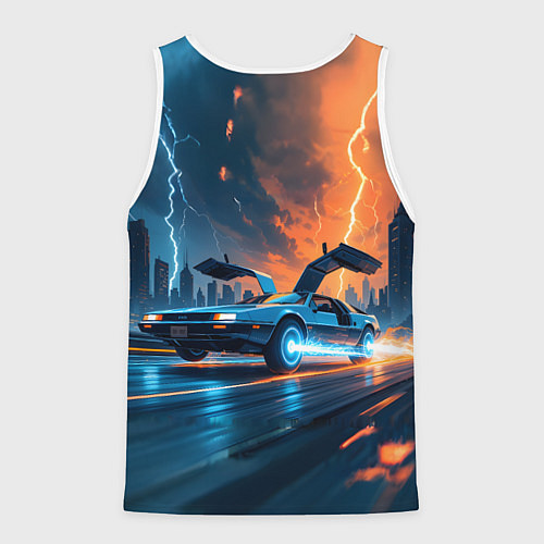 Мужская майка без рукавов Автомобиль и ночные молнии / 3D-Белый – фото 2