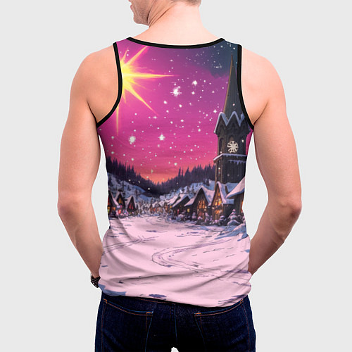 Мужская майка без рукавов Закат рождества / 3D-Черный – фото 4