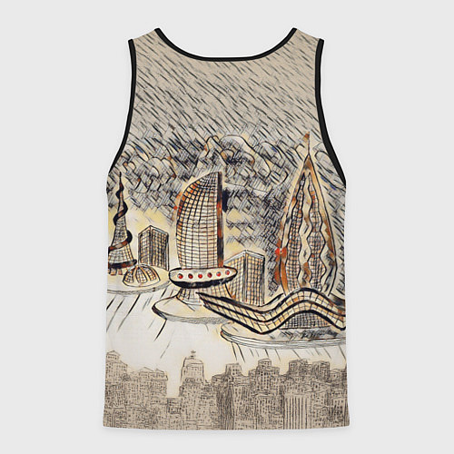 Мужская майка без рукавов Город 2100 / 3D-Черный – фото 2