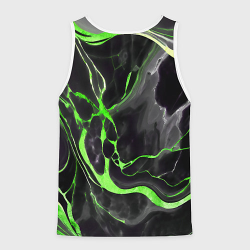 Мужская майка без рукавов Зелёно-чёрный мрамор / 3D-Белый – фото 2