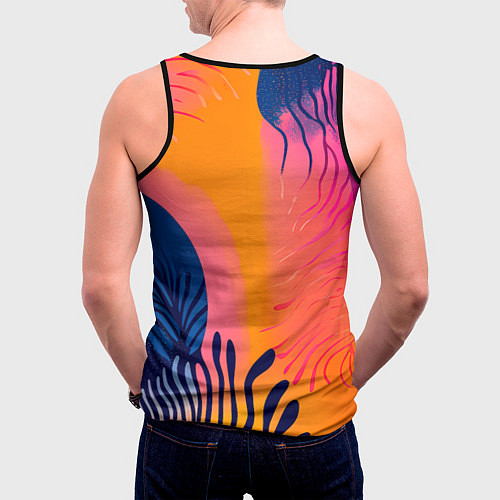 Мужская майка без рукавов Векторная абстракция с растениями - нейросеть / 3D-Черный – фото 4