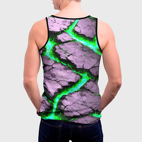 Мужская майка без рукавов Треснувший камень зелёный / 3D-Черный – фото 4