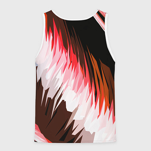 Мужская майка без рукавов Красно-белая абстракция на чёрном фоне / 3D-Белый – фото 2
