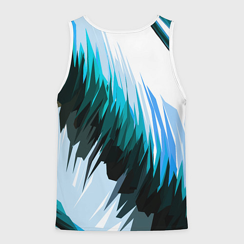 Мужская майка без рукавов Чёрно-синие острые полосы на белом фоне / 3D-Белый – фото 2